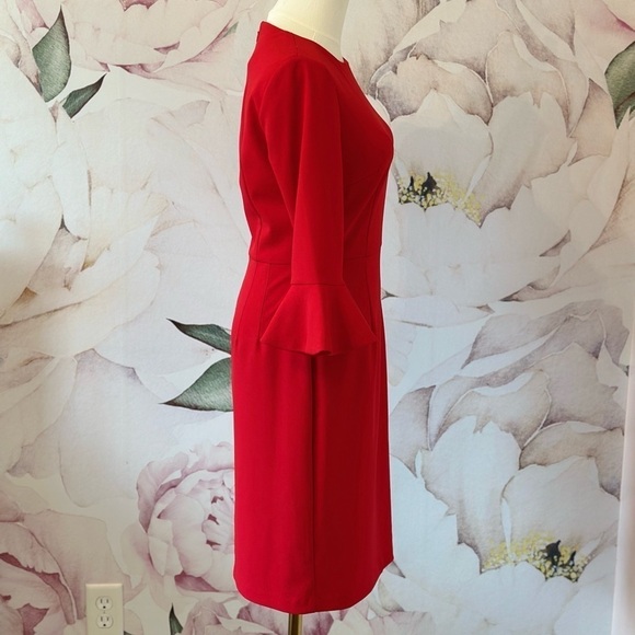 Donna Morgan Women's Kendall 3/4 Elbow Bell Sleeve Sheath Dress Size 0 - Picture 6 of 10